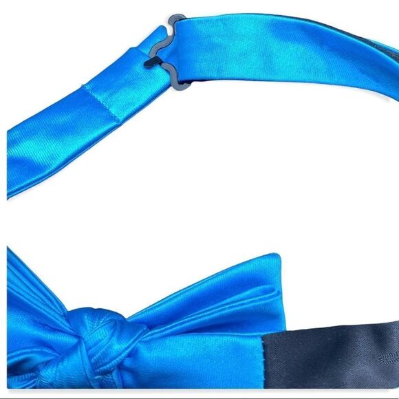 Haggar adjustable Bow tie turquoise blue polyester - Picture 6 of 8